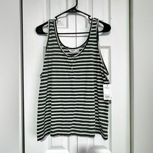 Sonoma Green and White Striped Tank Top
